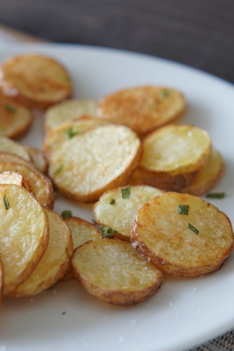 Potato slices on plate