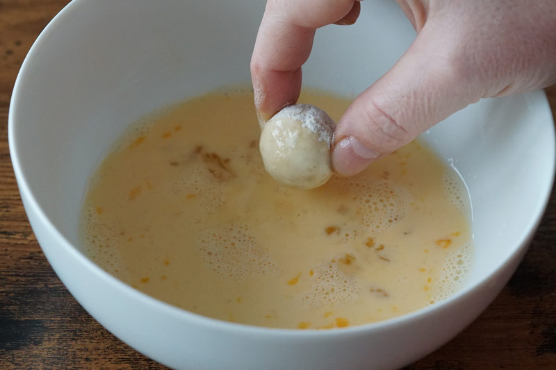 mushroom in egg mixture