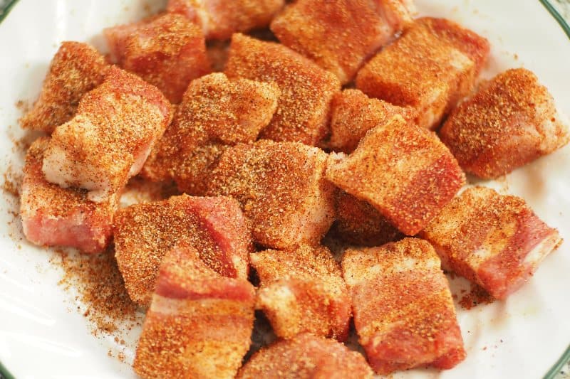 seasoned raw pork belly