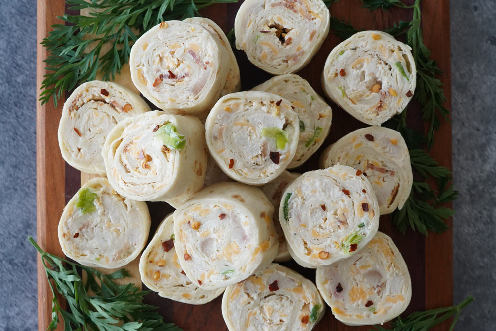 Chicken, bacon and ranch pinwheels