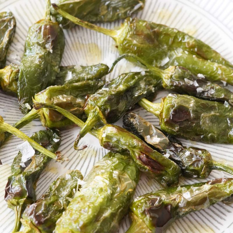 Cooked shishito peppers
