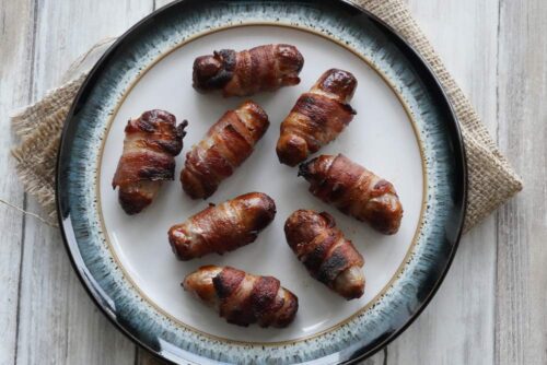 Bacon wrapped sausage appetizer