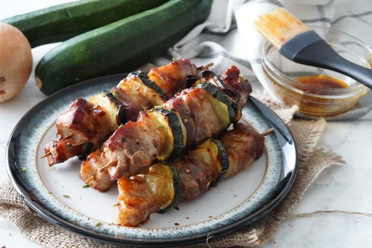 Air fryer pork belly skewers