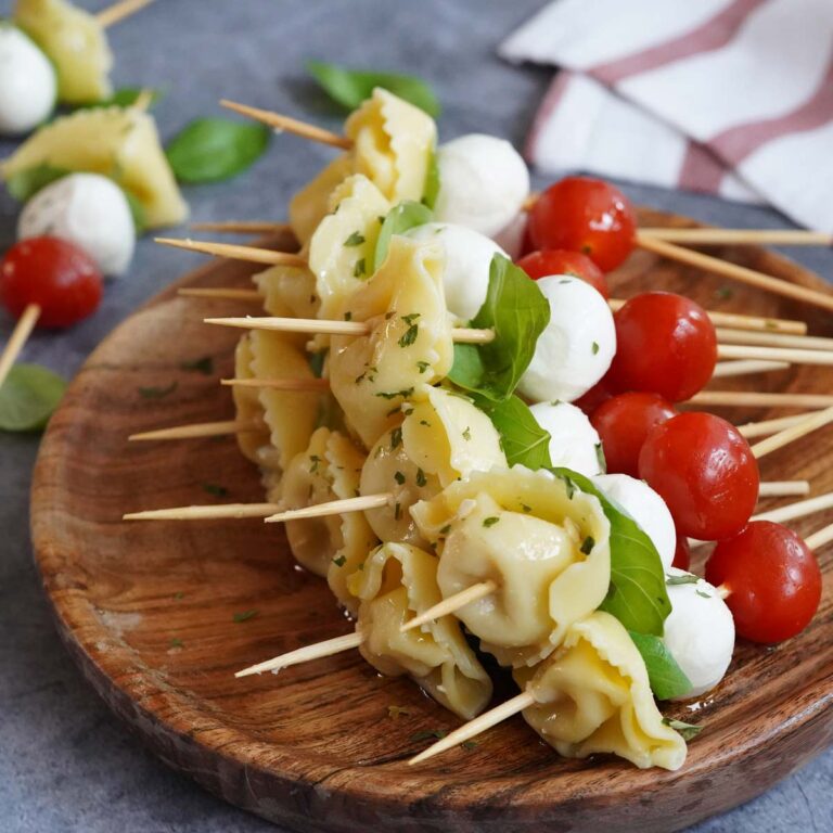 Caprese tortellini skewers