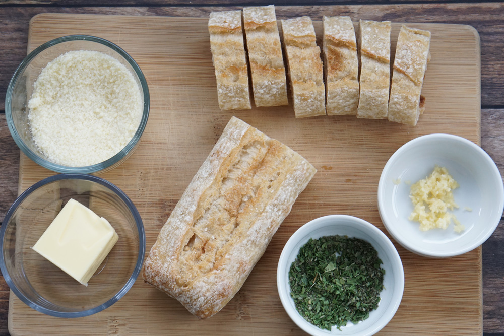 Ingredients for garlic bread