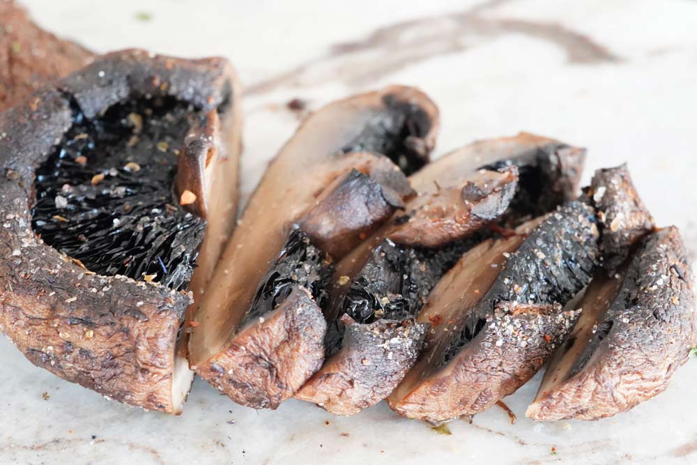 A Portobello mushroom sliced