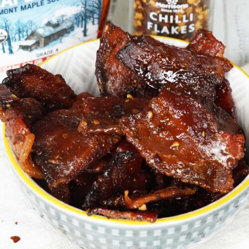 Million dollar bacon in a bowl.