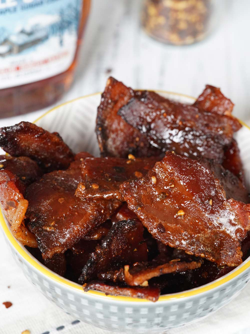 Million dollar bacon in a bowl.