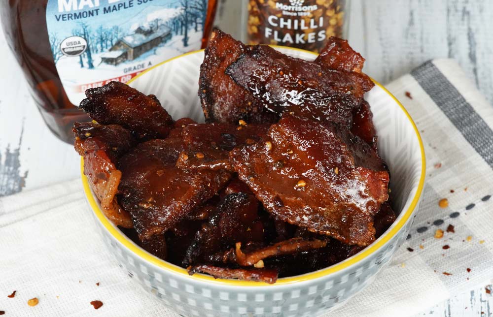 Million dollar bacon in a bowl.