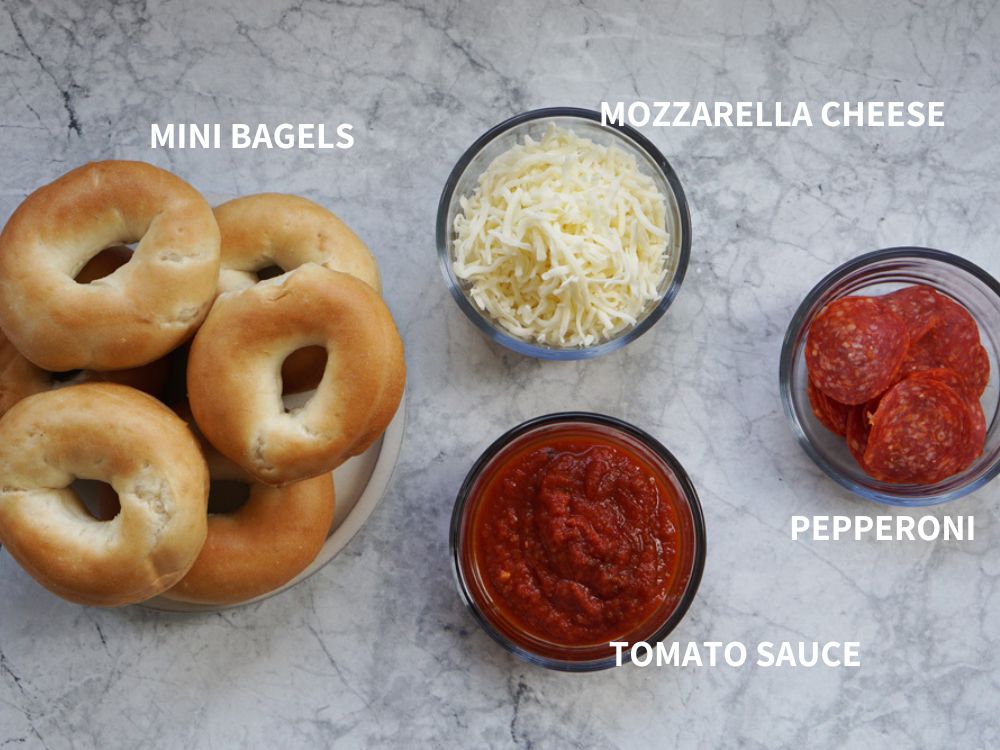 ingredients for homemade bagel bites