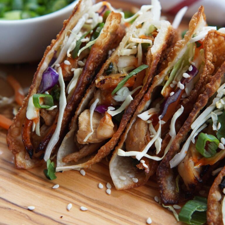 Chicken wonton tacos
