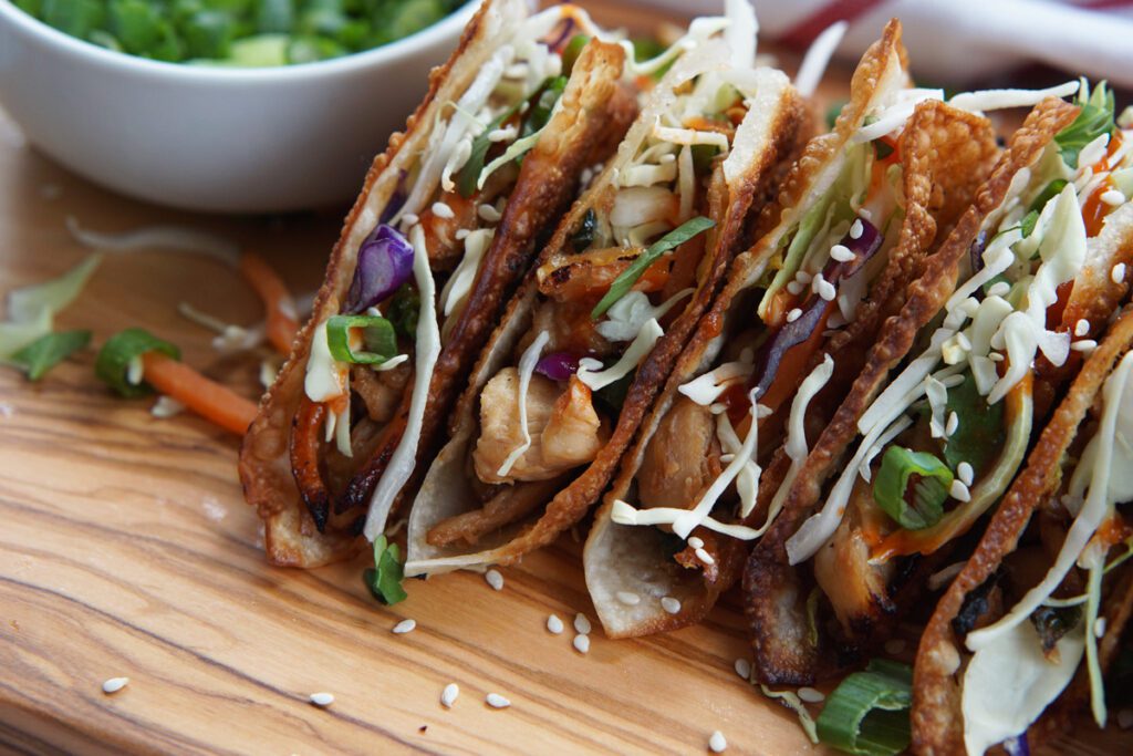 Chicken wonton tacos