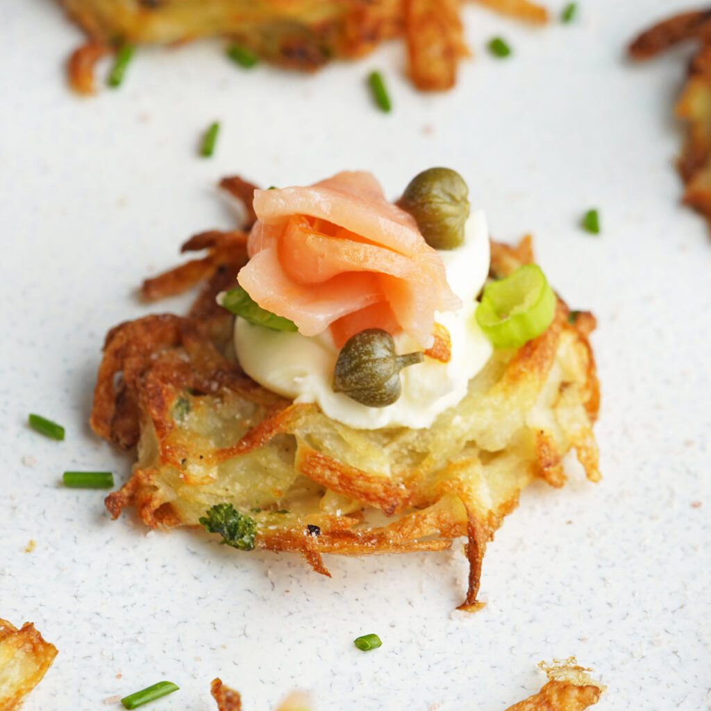 Potato rosti smoked salmon bite