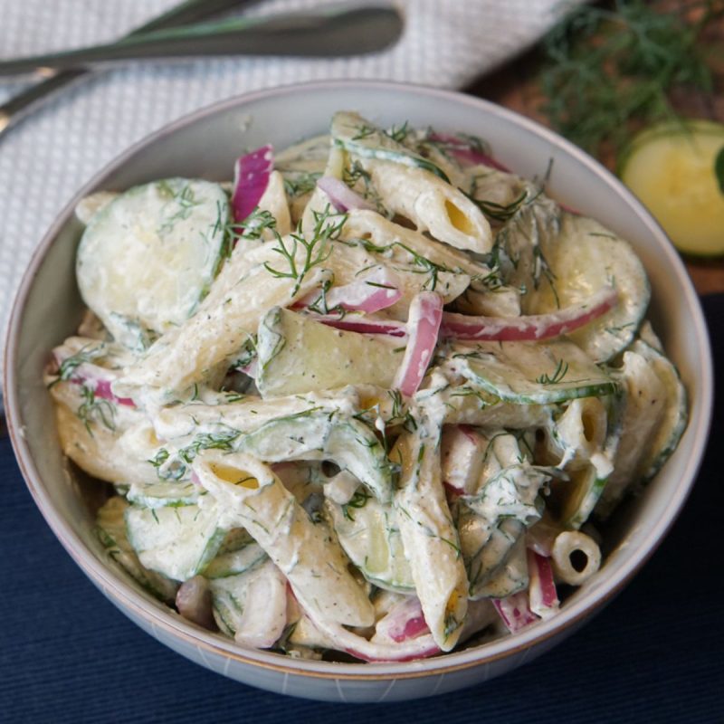 creamy cucumber pasta salad