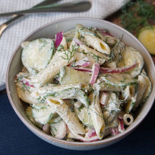 creamy cucumber pasta salad