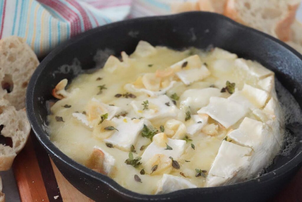 Garlic butter baked brie