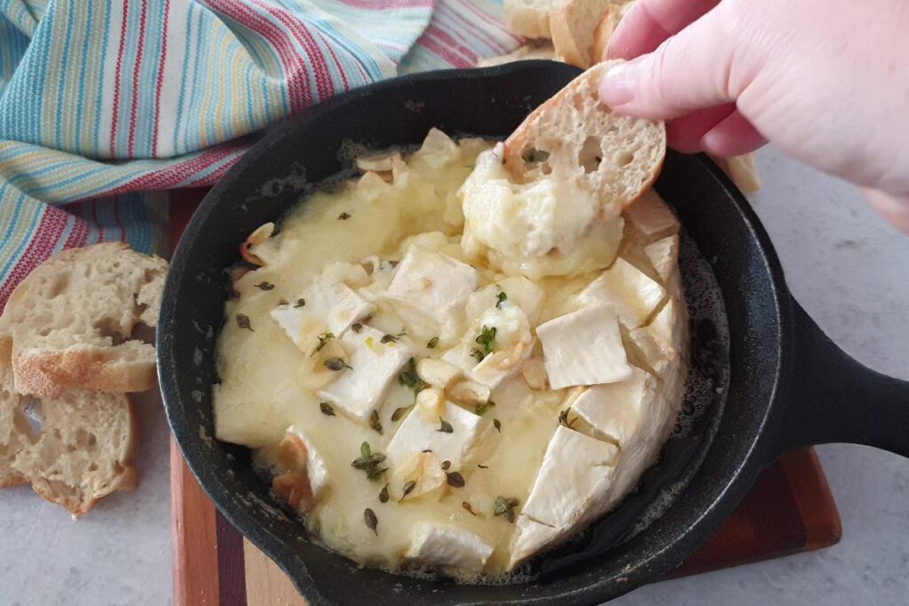Garlic butter baked brie