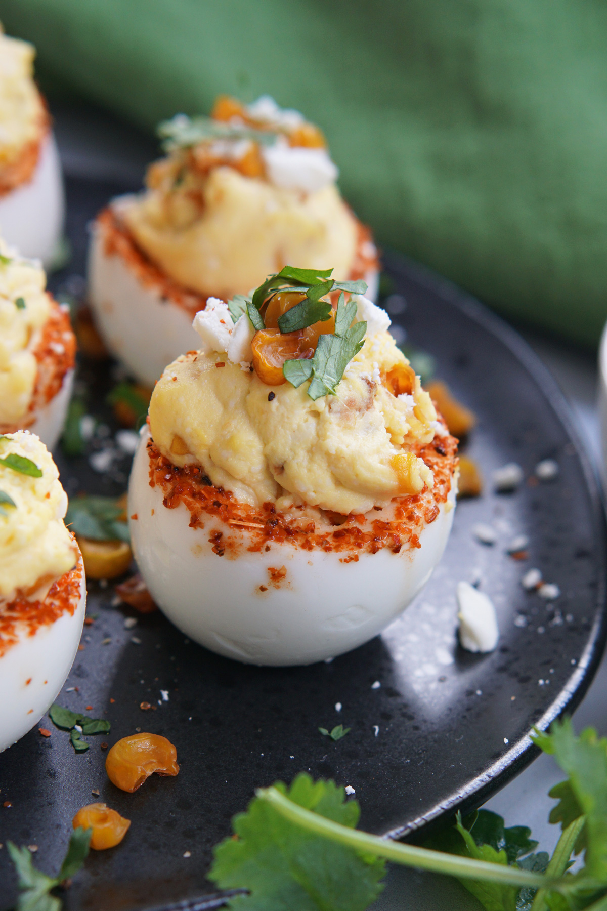 Mexican street corn deviled eggs