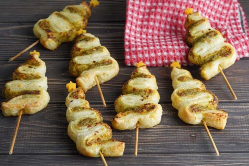 Pesto puff pastry christmas tree appetizer