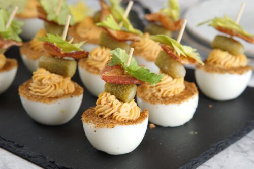 Bloody Mary Deviled Eggs