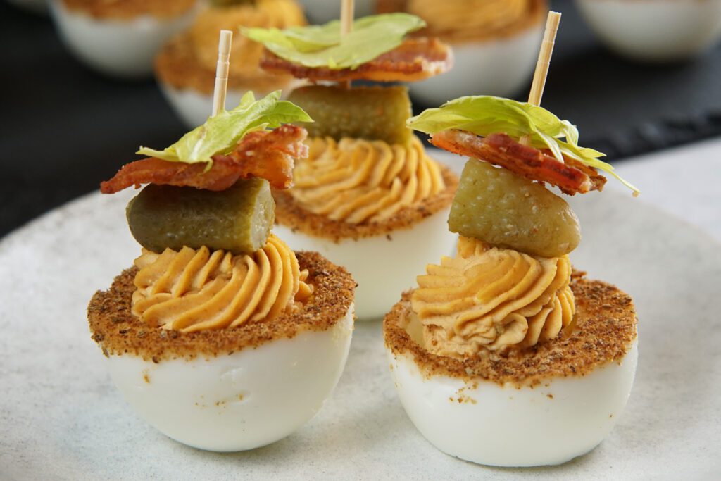 Bloody Mary Deviled Eggs