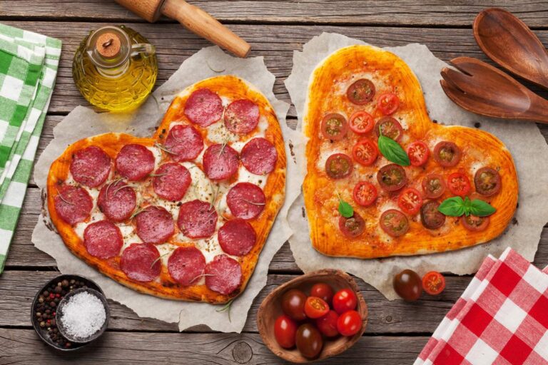 mini heart pizzas