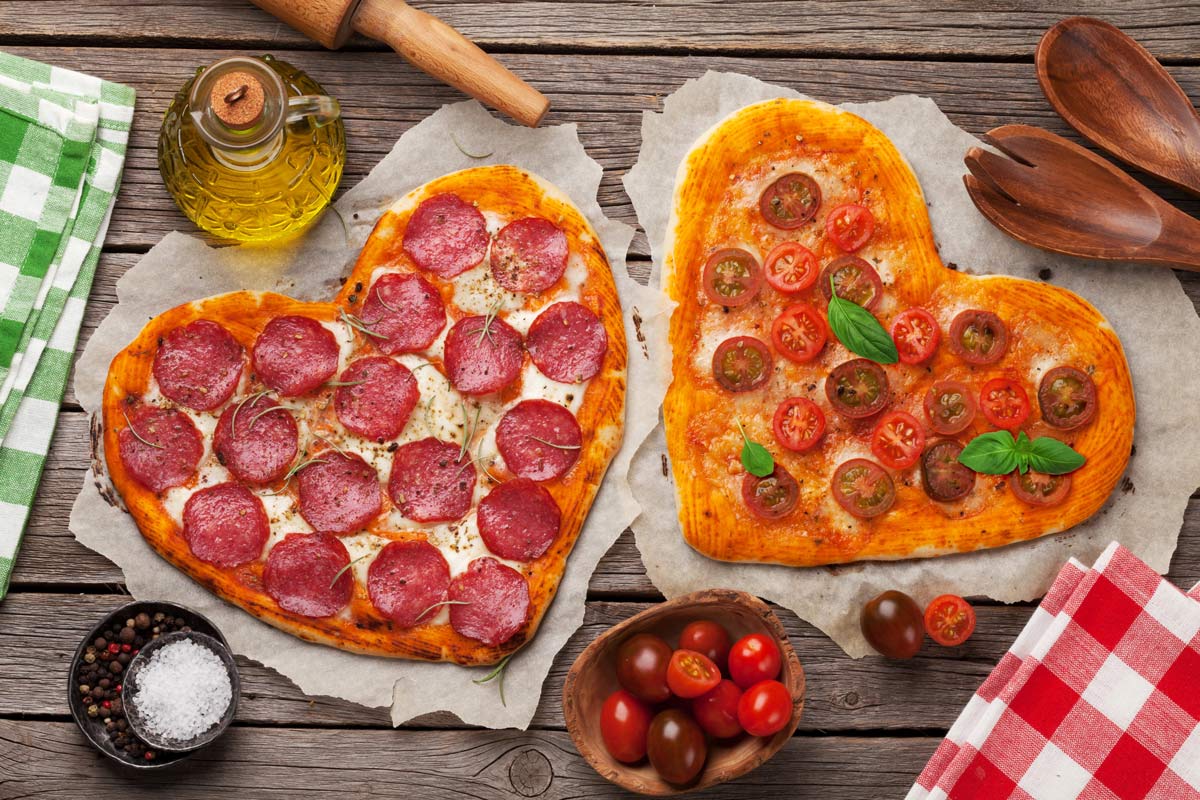 mini heart pizzas