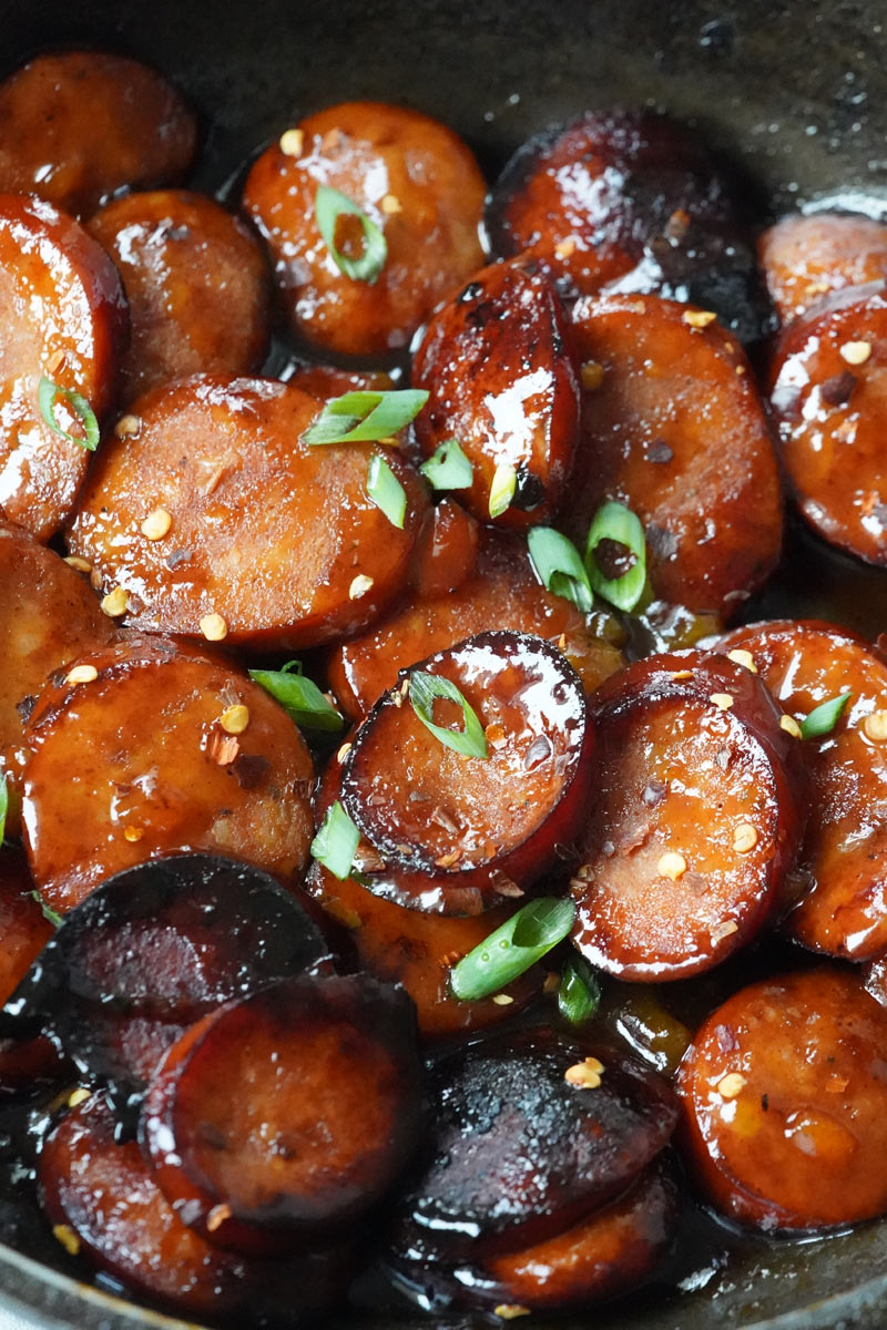peach-glazed Kielbasa
