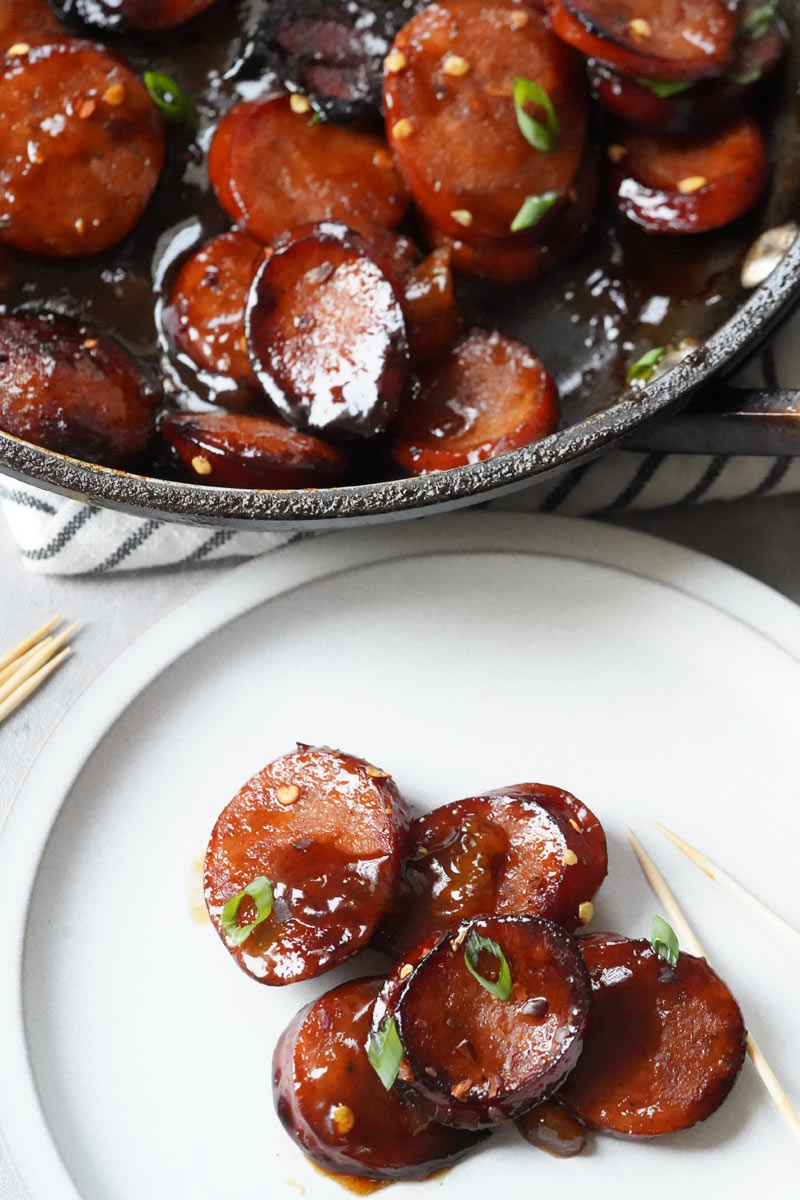 peach-glazed Kielbasa