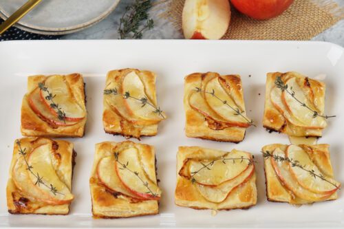 Apple and brie puff pastry bites