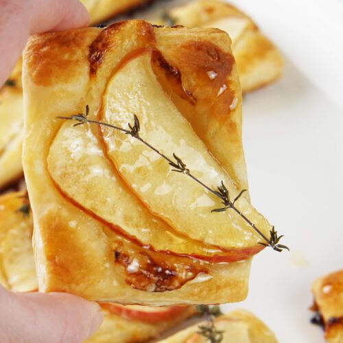 Apple and brie puff pastry bites