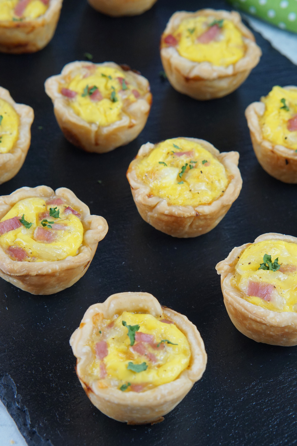 Mini ham and cheese quiches