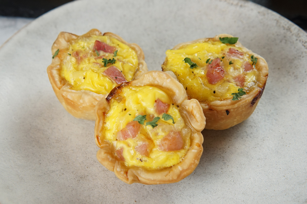 Mini ham and cheese quiches
