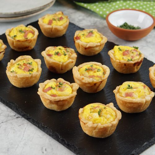 Mini ham and cheese quiches