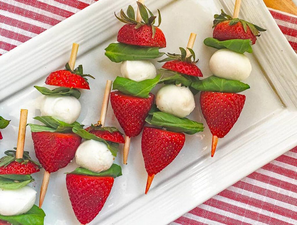 strawberry caprese skewers