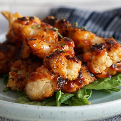 Grilled cauliflower skewers