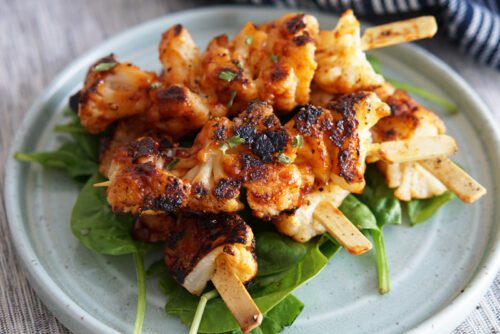 Grilled cauliflower skewers