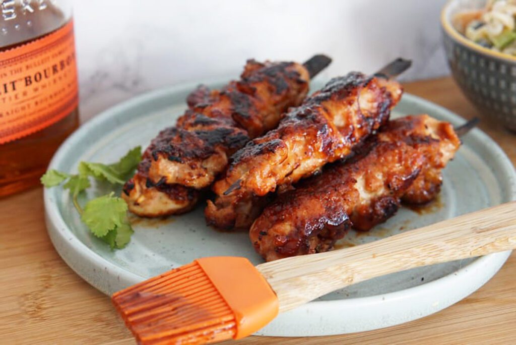 BBQ bacon chicken skewers