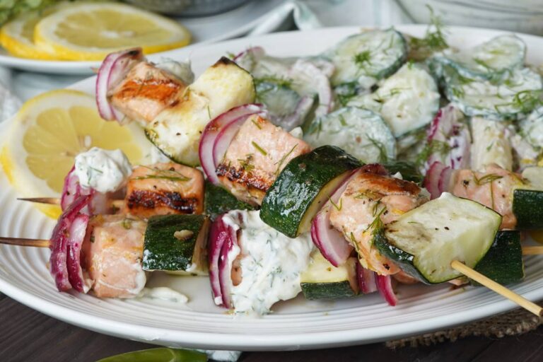 Mediterranean salmon skewers