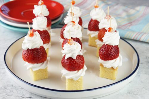 Strawberry shortcake kabobs