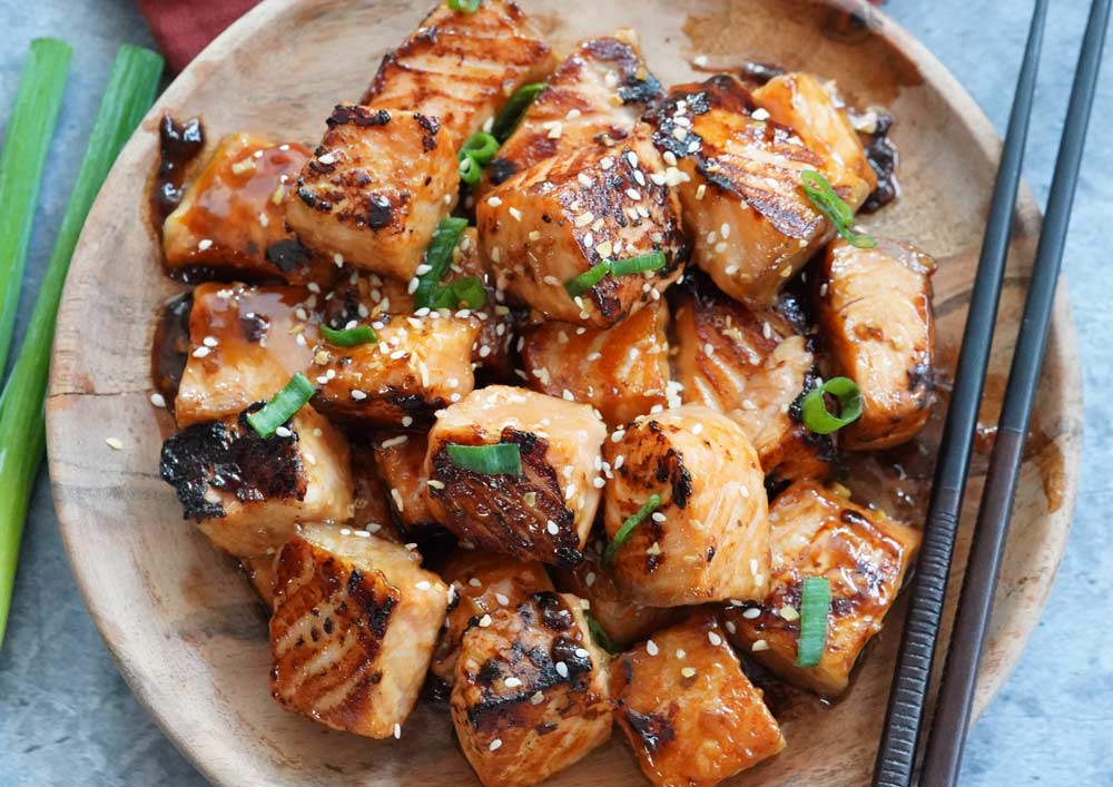 glazed salmon bites