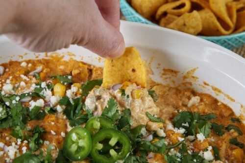 Warm and creamy Mexican street corn dip
