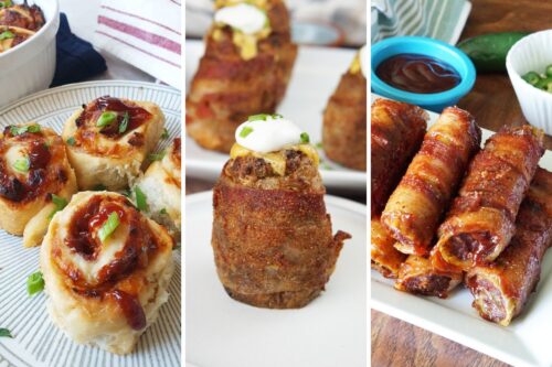 BBQ pulled pork buns, volcano potatoes and shotgun shells