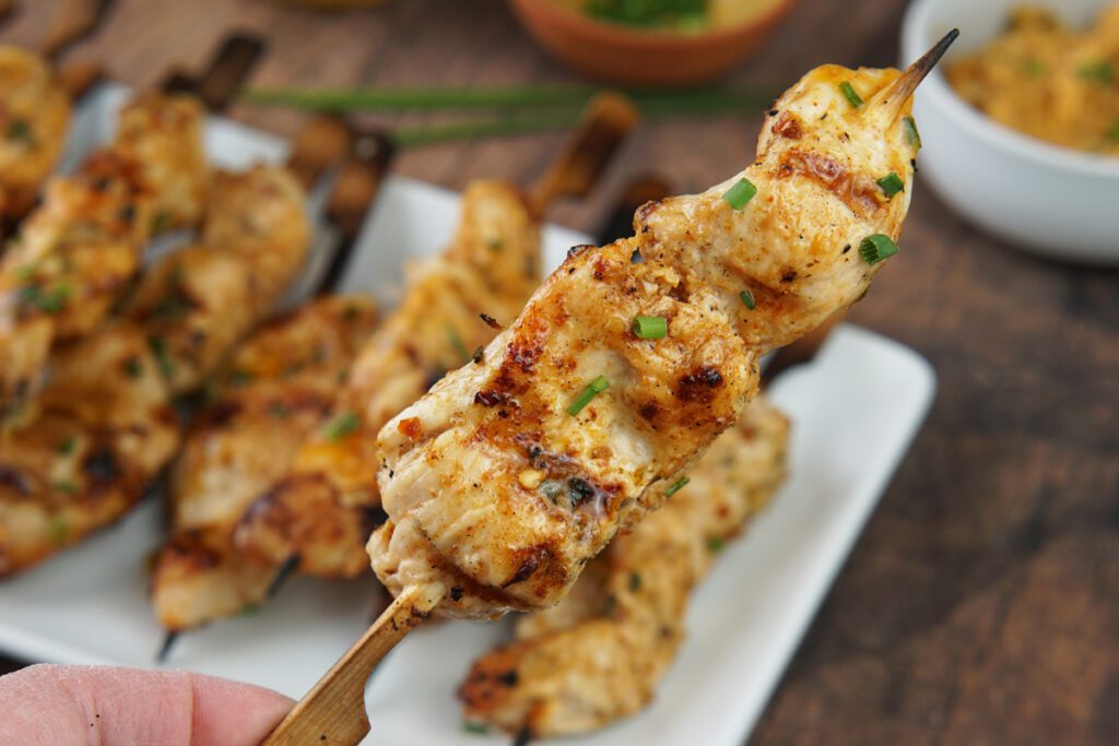 Cowboy butter chicken skewers