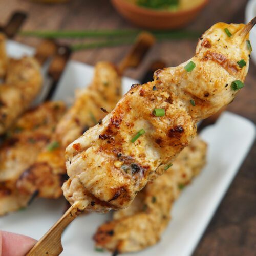 Cowboy butter chicken skewers