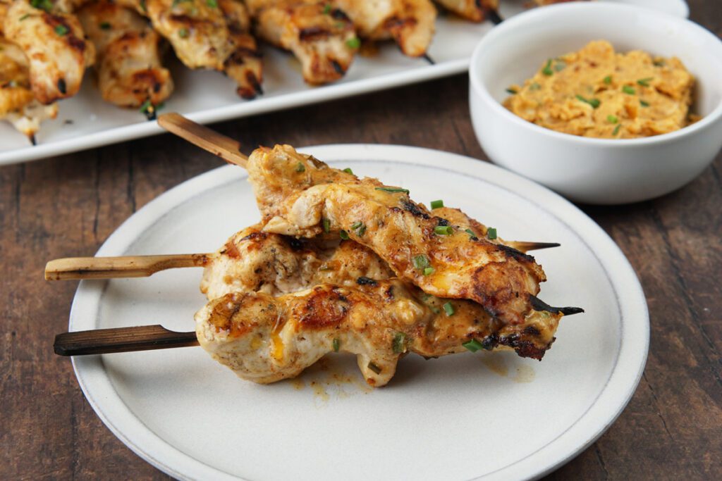 Cowboy butter chicken skewers