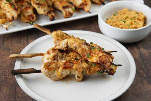 Cowboy butter chicken skewers
