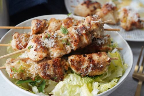 garlic parmesan chicken skewers