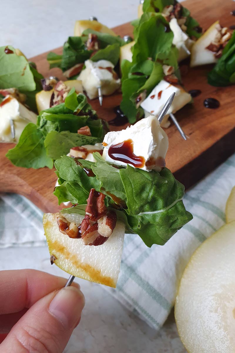 pear & brie salad skewer