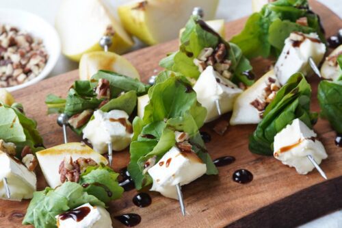 pear and brie salad skewers
